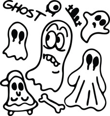 Obraz premium Ghost Collection, Hand drawn ghost, Graffiti, Cute ghost, Horror, Halloween elements, Graffiti elements, Grunge, Cute Character