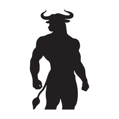 Striking Minotaur silhouette for legendary and historical designs - Minotaur illustration - Minotaur vector - mythical creature silhouette
