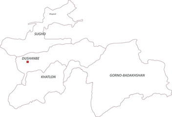 Outline and Detailed Map of Tajikistan