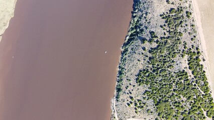aerial view of river and countryside
