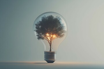 Tree inside a crystal ball on a white background.