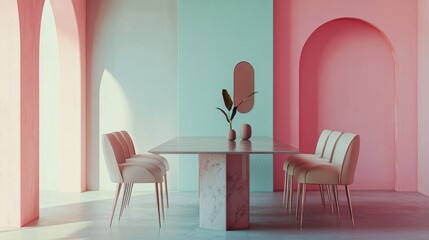 Pastel Paradise: A Minimalist Dining Room Design