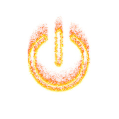 Burning icon power off on transparent background. Flames and small fire