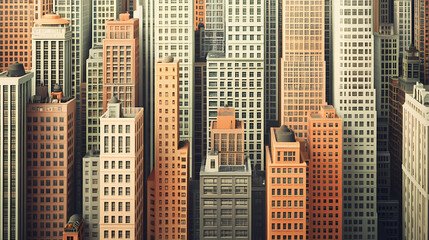 Obraz premium An illustration of a building landscape with a variety of vintage colors