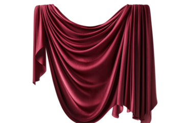 Isolated Luxurious Maroon Velvet Drape with Soft Folds and Elegant Texture