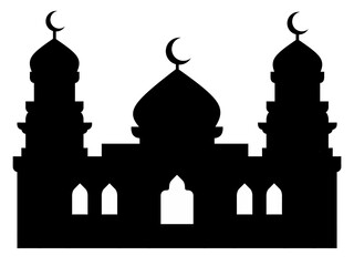 black mosque vector isolated background. Islamic theme. mosque background vector. mosque silhouette vector design