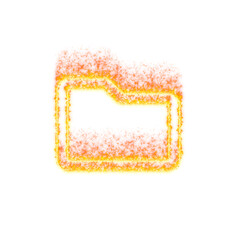 Burning icon folder on transparent background. Flames and small fire