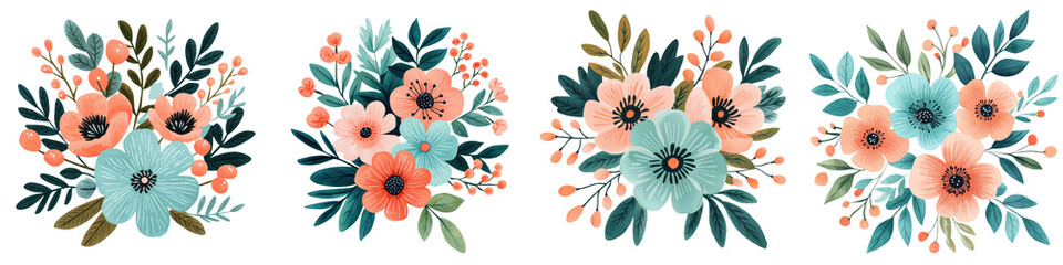 Colorful and Vibrant Floral Bouquet Arrangements with Lush Greenery Blooming Flowers and Elegant Botanical Designs for Romantic Natural and Stylish Backgrounds