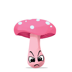 angry mushroom mascot illustration for design. cute and playful concept.  wild, food, nature, forest, edible, and fungi themes