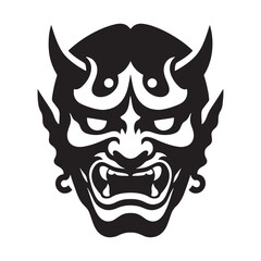 Artistic Oni silhouette representing traditional Japanese culture - Oni illustration - Oni vector - mythical creature silhouette

