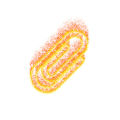 Burning icon paperclip on transparent background. Flames and small fire