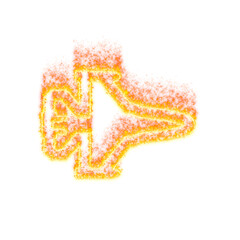 Burning icon fighter jet on transparent background. Flames and small fire