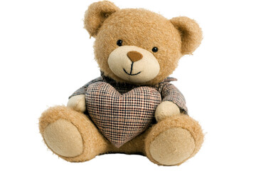 Obraz premium A teddy bear holding expressing love heart isolated on white background.