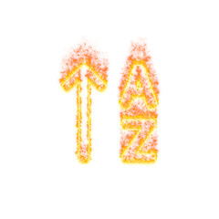 Burning icon sort alpha up on transparent background. Flames and small fire