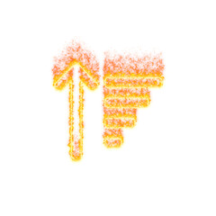 Burning icon sort amount up on transparent background. Flames and small fire