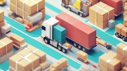 Packaging logistics flat design side view supply chain theme animation vivid. 