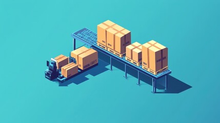 Packaging logistics flat design side view supply chain theme animation vivid. 