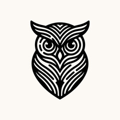 Vector ornamental Owl, ethnic zentangled mascot, amulet, mask of bird, patterned animal for adult anti stress coloring pages. Stylized face of a owl in the style of Zen tangle. Wisdom Icon logo