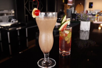 WATER MELON AND MINT LEAF GARNISH  MOCKTAIL DRINK