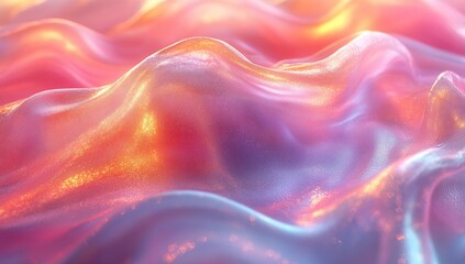 Obraz premium Abstract background with soft, flowing shapes in pink, orange, and violet hues, dotted with glittering particles