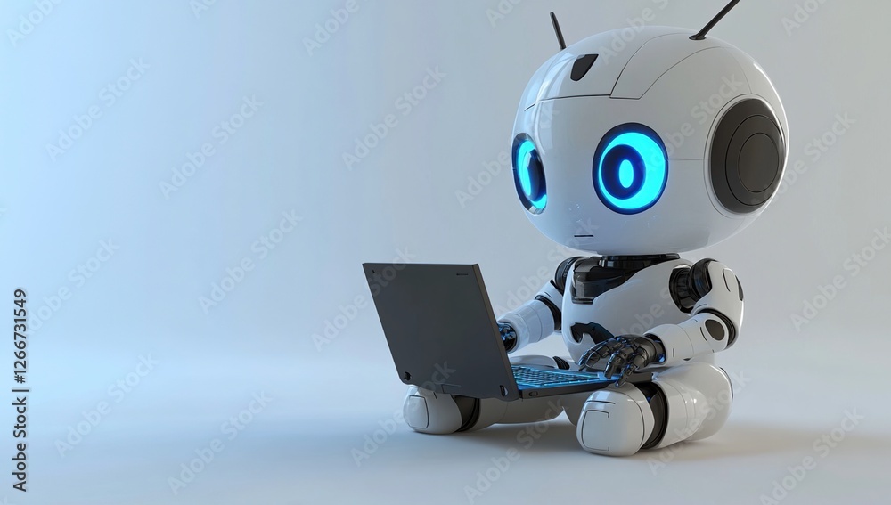 Aufkleber robot uses laptop to learn and develop: artificial intelligence progresses rapidly in the digital ag