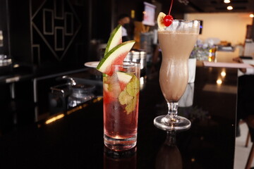 WATER MELON AND MINT LEAF GARNISH  MOCKTAIL DRINK