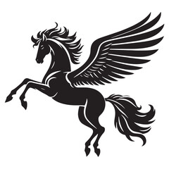 Timeless Pegasus silhouette representing legendary flight - Pegasus illustration - Pegasus vector - mythical creature silhouette
