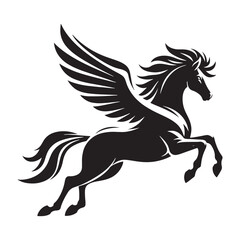 Classic Pegasus silhouette capturing the beauty of winged creatures - Pegasus illustration - Pegasus vector - mythical creature silhouette
