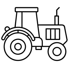 Line art - tractor. Illustration or sketch of a farm tractor on white background.