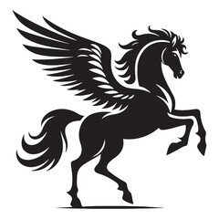 Mythical horse Pegasus silhouette perfect for fantasy lovers - Pegasus illustration - Pegasus vector - mythical creature silhouette
