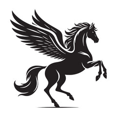 Stunning Pegasus silhouette designed for magical fantasy artworks - Pegasus illustration - Pegasus vector - mythical creature silhouette
