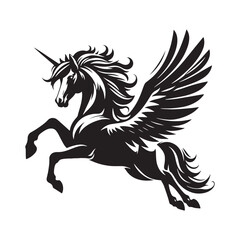 Timeless Pegasus silhouette showcasing legendary horse imagery - Pegasus illustration - Pegasus vector - mythical creature silhouette
