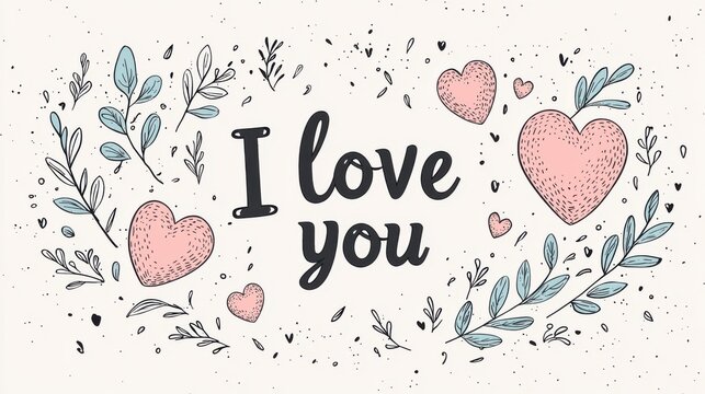 Heartfelt love message illustration digital art romantic design floral accents creative viewpoint sentimental concept