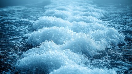 Fototapeta premium Boat wake churning ocean water with foamy waves