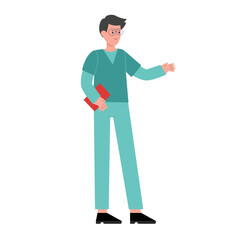 Standing Male Doctor Explaining Medical Concept Illustration