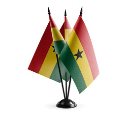 Small national flags of the Ghana on a white background