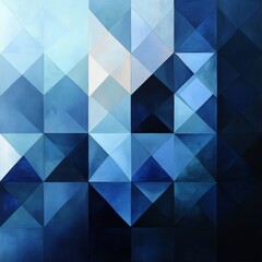 Fototapeta premium Abstract geometric art with blue tones, triangles, and gradients creating a calming and modern aesthetic for contemporary design purposes