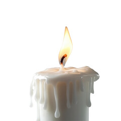 Isolated White Wax Candle with Flame