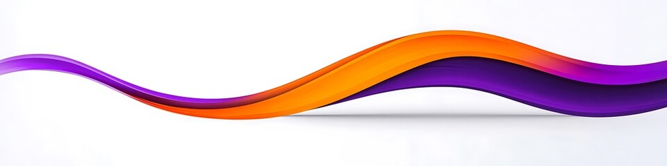 Dynamic logo with vibrant purple and orange swooshes on a pristine white backdrop