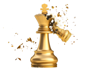 Isolated Gold Chess King Shattering