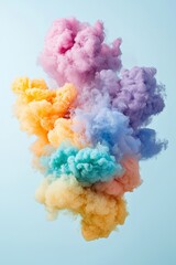 Fototapeta premium Colorful Smoke Cloud in Soft Pastel Shades Against Light Background