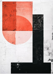Naklejka premium Minimalist abstract design with red circle and black geometric elements