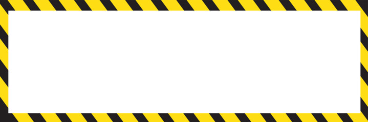 A yellow and black striped border frame surrounding a blank white rectangular background.