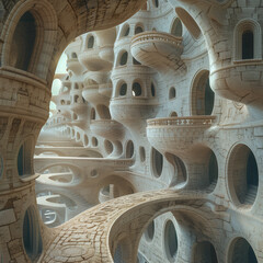 surreal ancient futuristic city