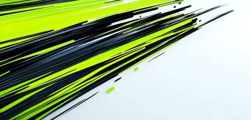 Dynamic sports logo with bold neon green and black streaks in an energetic layout on white