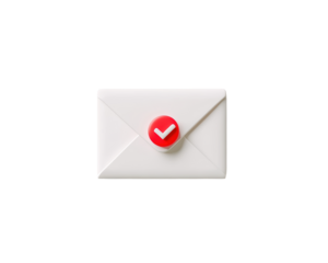 Isolated Mail Envelope Notification with Red Checkmark