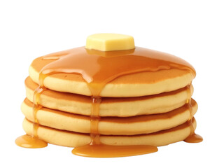 Fototapeta premium Realistic Golden Pancakes with Syrup Drizzle on Transparent Background