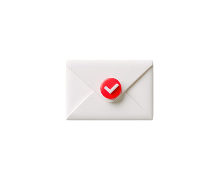 Isolated Mail Envelope Notification with Red Checkmark