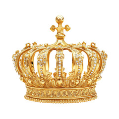 Isolated Exquisite Gold Crown Adorned with Diamonds