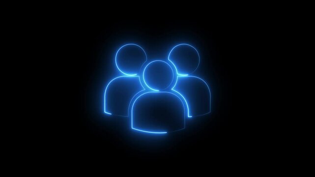  Group people man icon glowing animation saber video on black background
